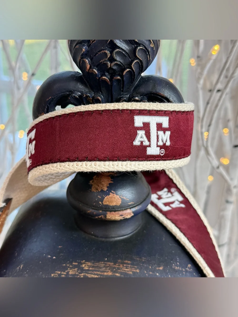 Texas A&M Brown Leather Belt with Maroon A&M Logo detail and Silver Buckle Sz 26